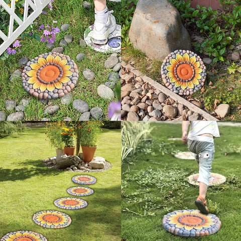 LCdecohome sunflower stepping stone decorates lawn and border.