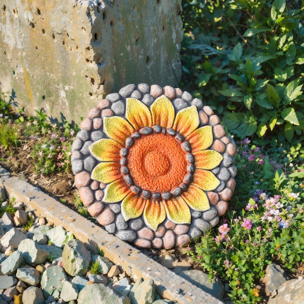 Line a path with LCdecohome sunflower stepping stone for welcoming entryways.