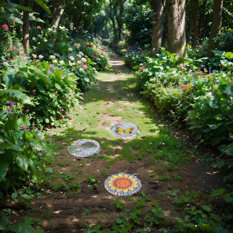 LCdecohome sunflower stepping stone pairs well with garden borders and lawns.