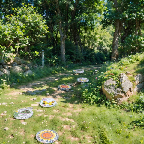 LCdecohome sunflower stepping stone adds decorative color to outdoor spaces.