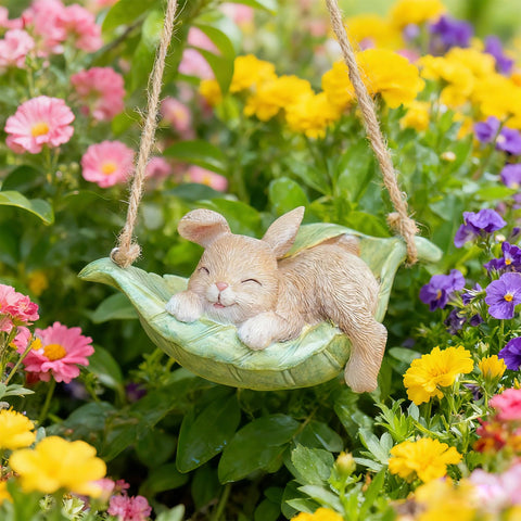 LC LCdecohome weather-resistant rabbit sculpture stays vibrant through sun and rain.