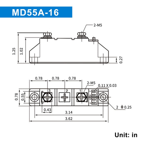 LCLCTC MD55A-16 anti-reverse diode side view showing solid connections