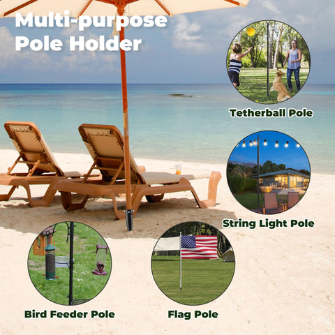 Lcokeiy heavy-duty umbrella holder withstands gusty winds for reliable outdoor use.