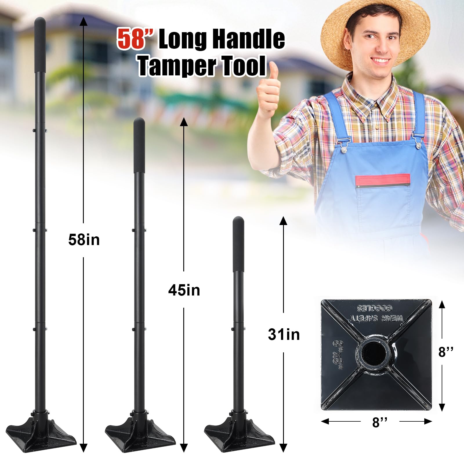 Lcokeiy tamper with 58 inch handle for flexible use