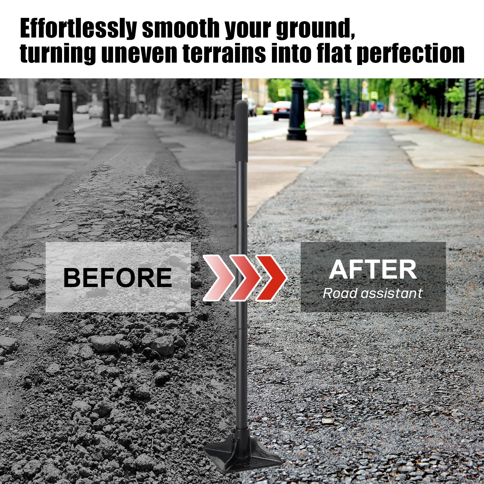 Lcokeiy tamper used to repair driveway surfaces and level