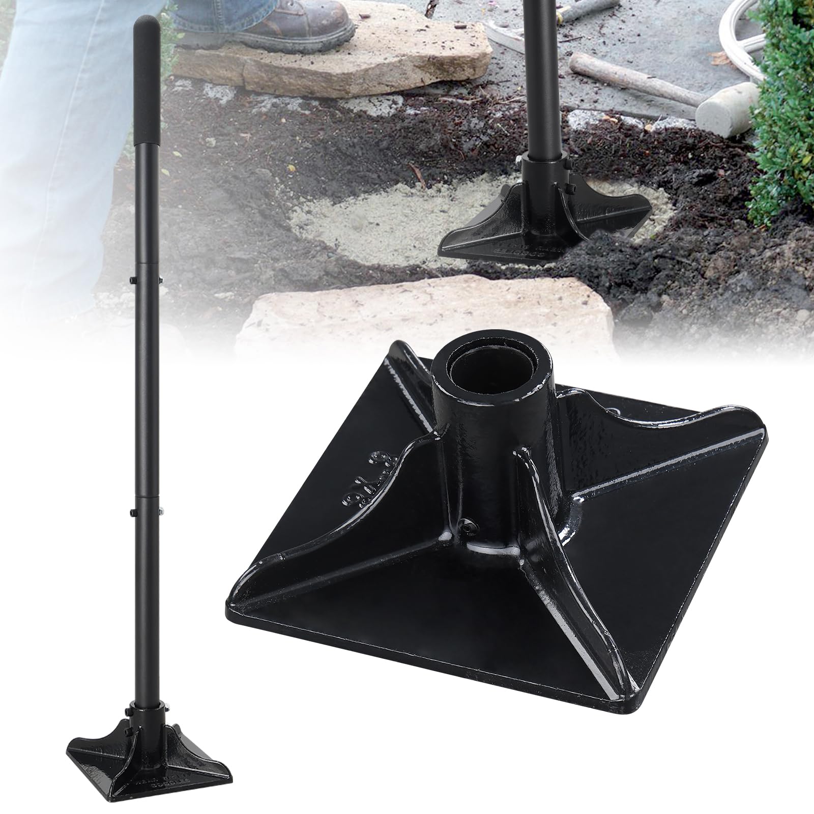 Lcokeiy steel tamper head 8x8 inches for stable ground leveling