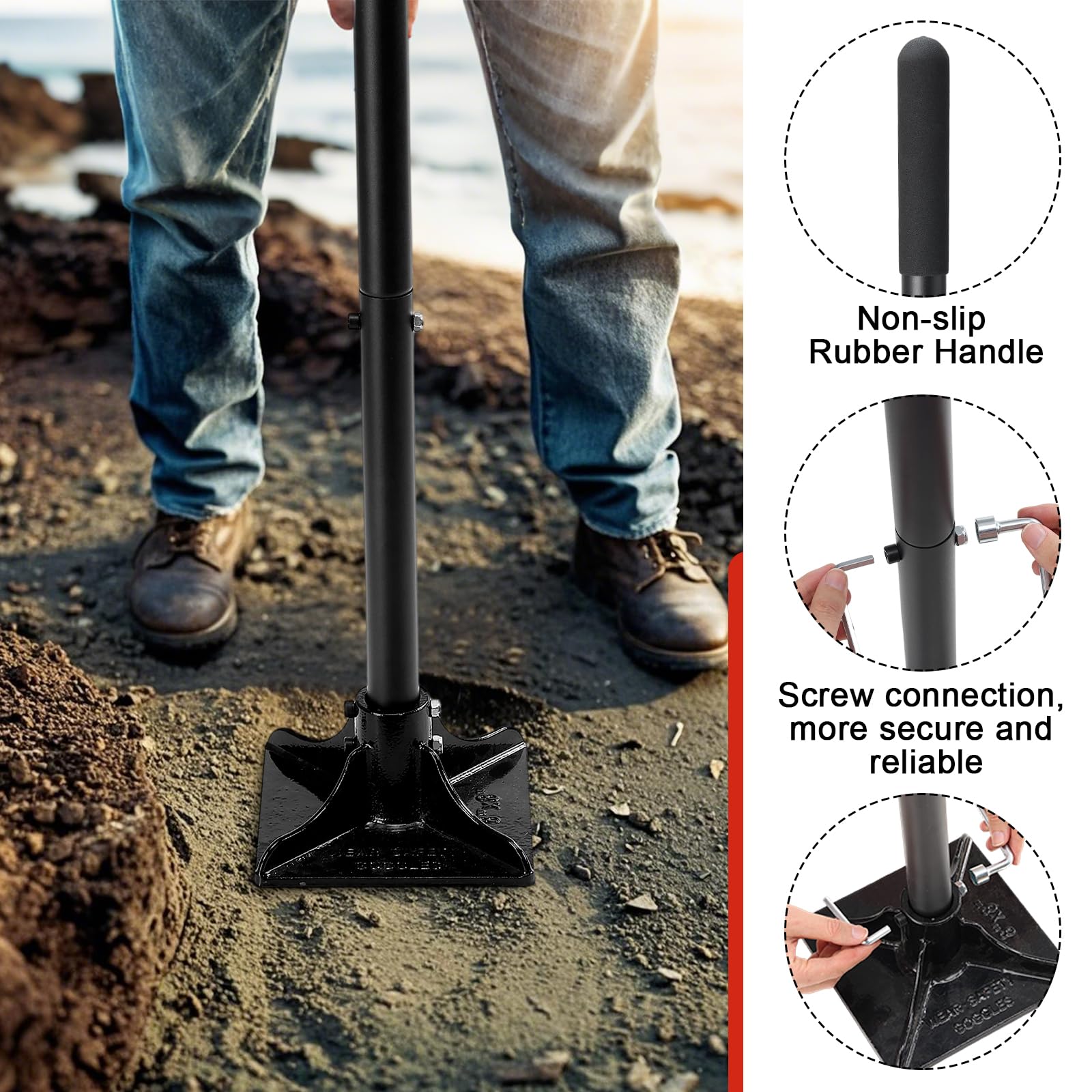 Lcokeiy tamper rubber grip for anti slip comfort
