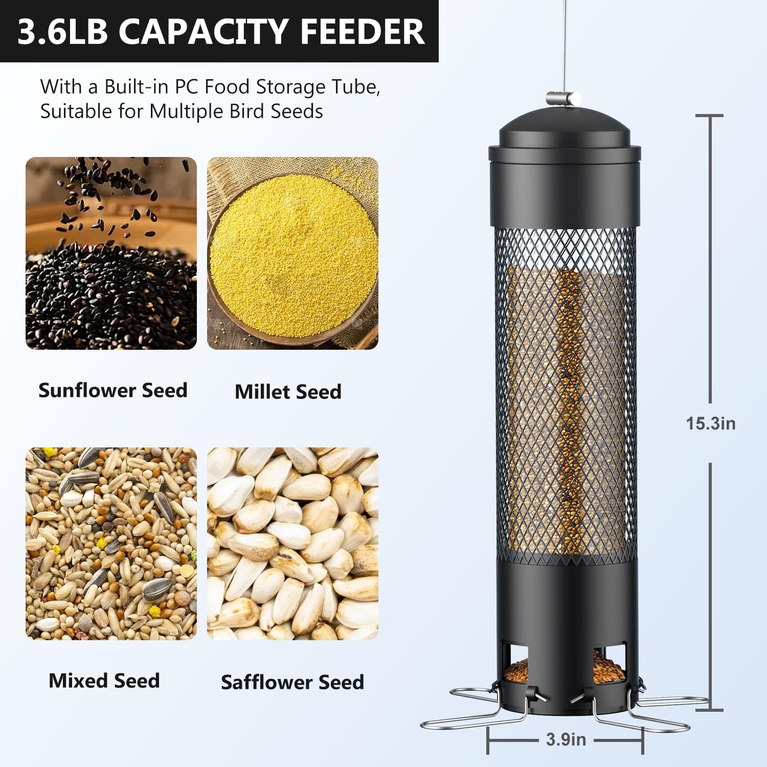 LCSEVEN clear seed tube visible to monitor seed levels easily.