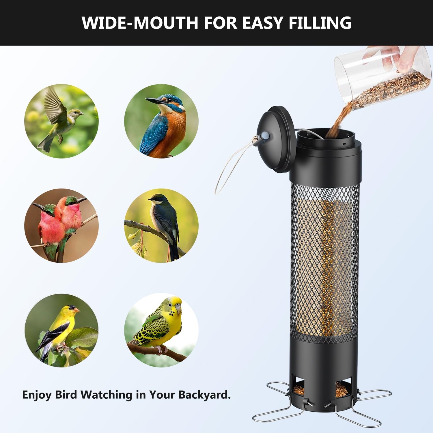 LCSEVEN wide-fill opening enables quick, spill-free refills.