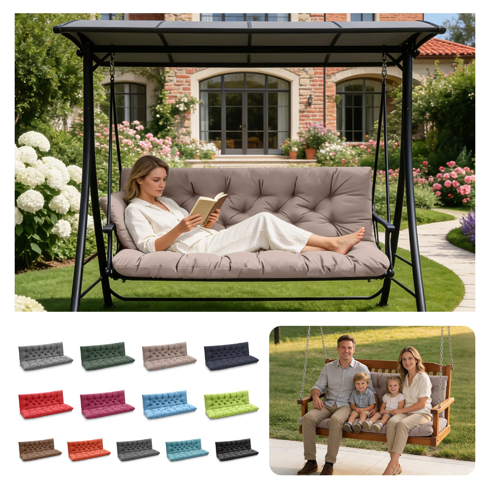 LCYY.TG porch swing cushions backrest provides comfortable support for a 3-seater bench.