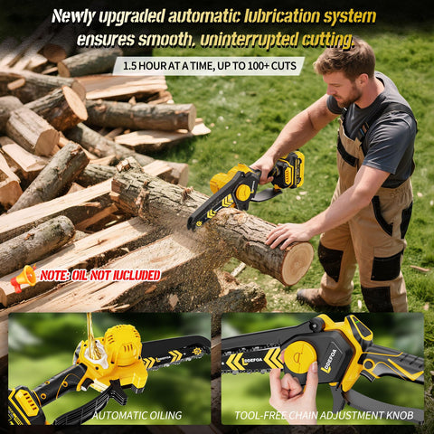 LDDEFOA automatic oiling system keeps the chain moving smoothly
