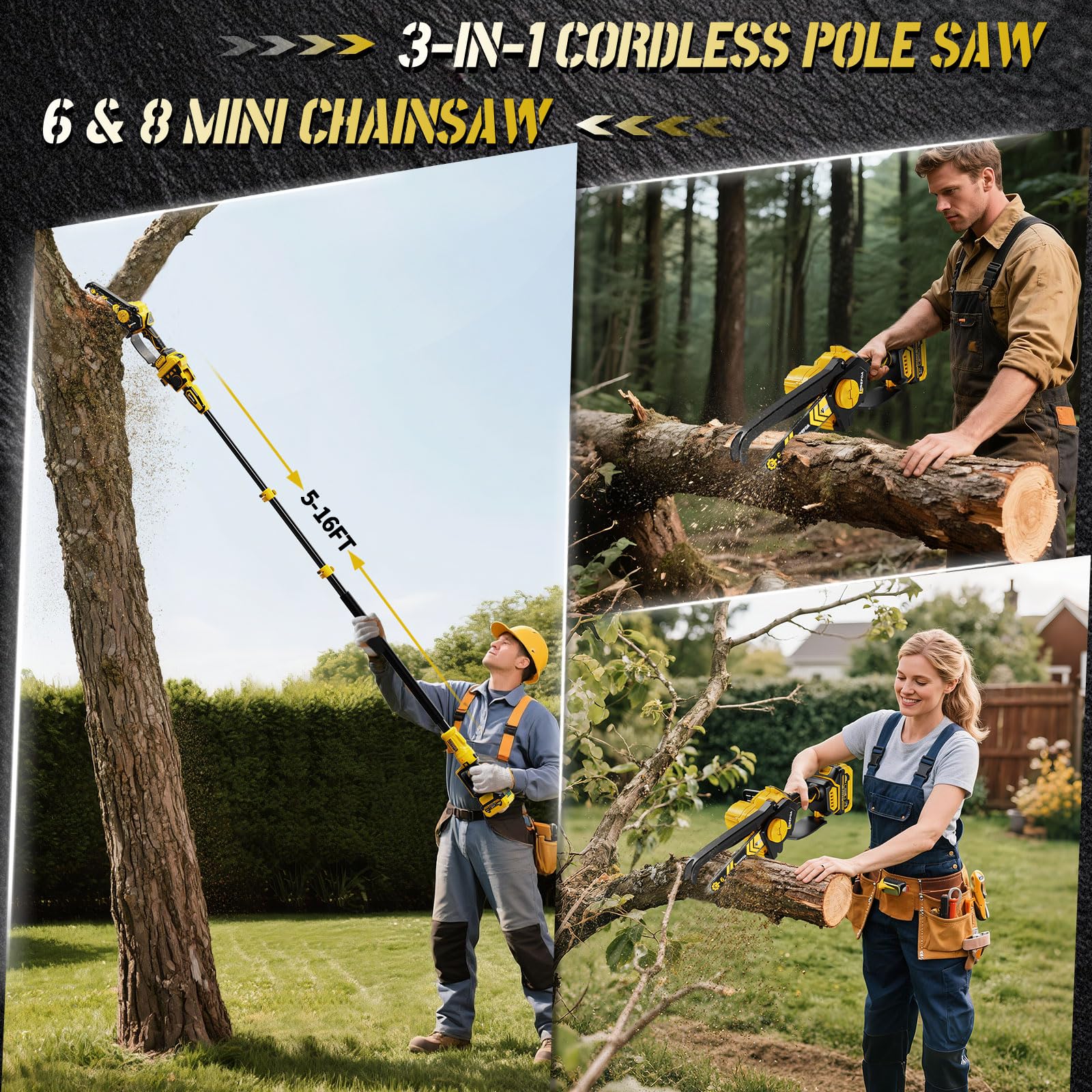 LDDEFOA cordless 6-inch chainsaw head for handheld pruning