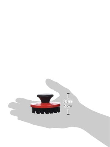 Cerise Le Creuset nylon brush supports cast iron care and cleaning