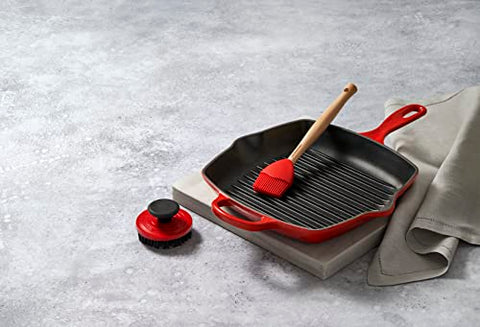 Le Creuset nylon brush is dishwasher safe for easy maintenance