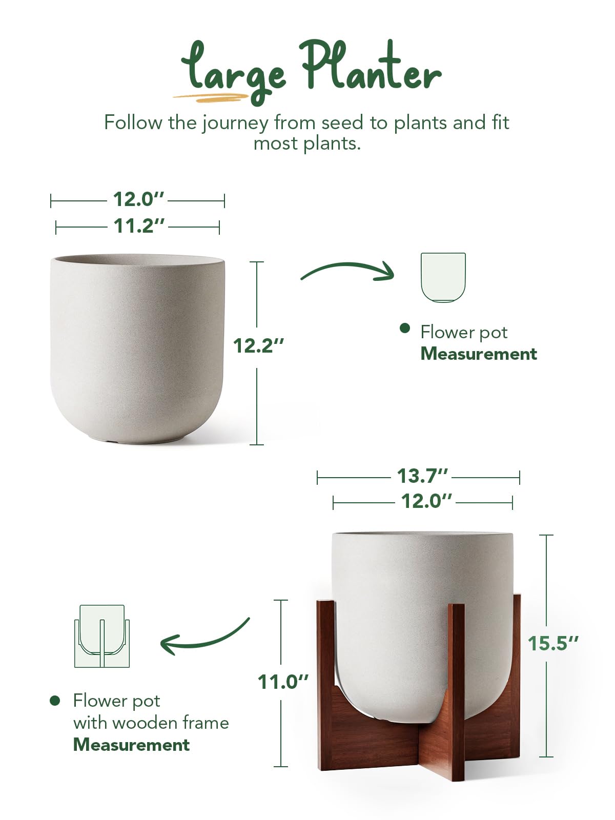 Acacia wood stand assembly shown for sturdy plant display