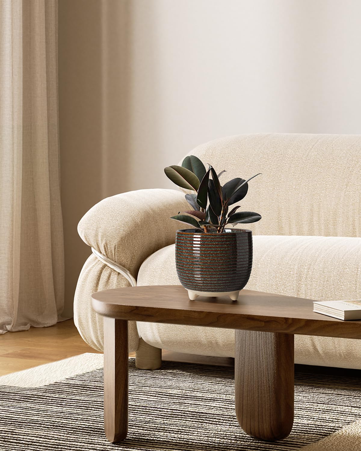LE TAUCI ceramic pot 5.1-inch in black glaze for small plants.