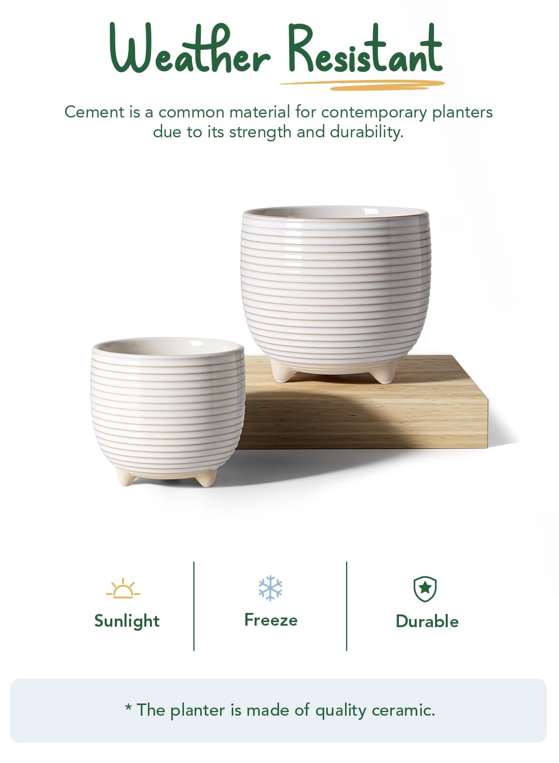 LE TAUCI ceramic pot 6.4-inch diameter supports larger indoor plants.