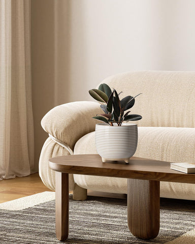 LE TAUCI ceramic pot drainage hole close-up supports healthy watering.