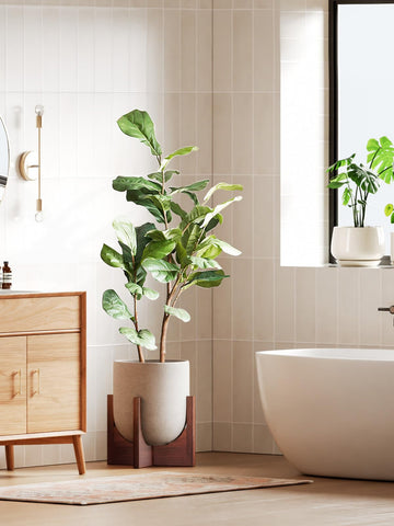LE TAUCI ceramic pot with white satin exterior for modern interiors