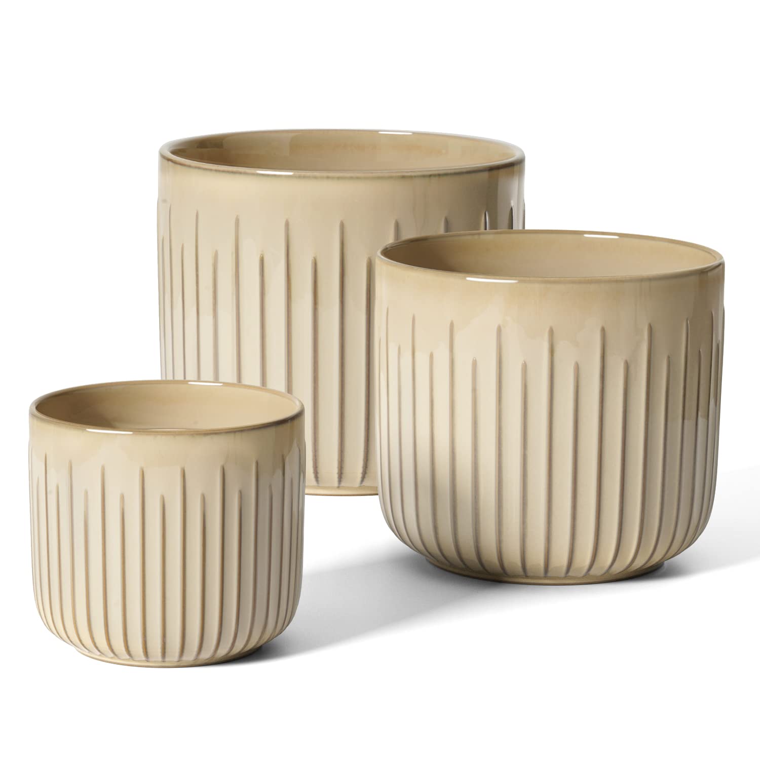 LE TAUCI large 8.3-inch ceramic pot with glossy glaze for statement plants