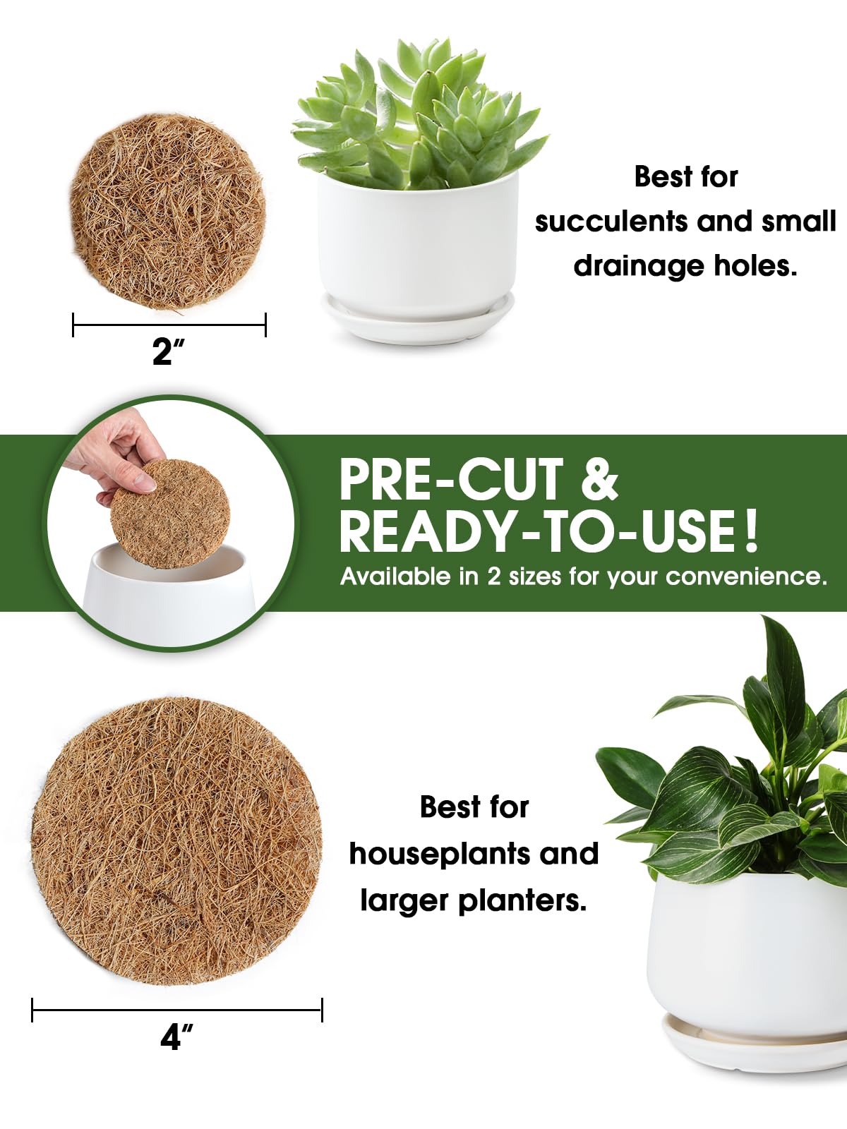 LE TAUCI 2-inch coverage bonsai pot mesh pad for tidy drainage.