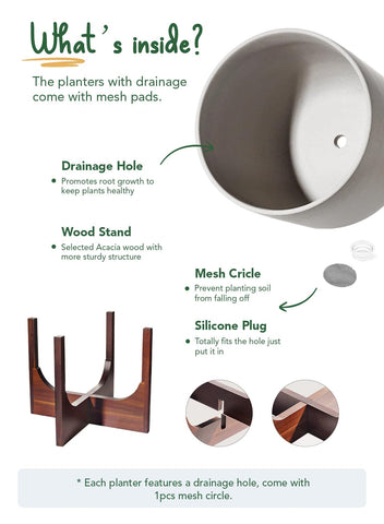 Drainage hole and plug included for controlled watering
