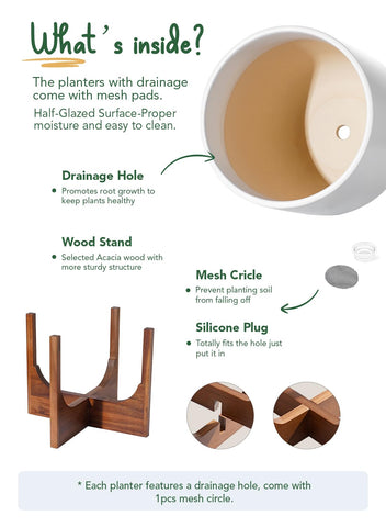 LE TAUCI drainage hole and plug enable tidy water management.