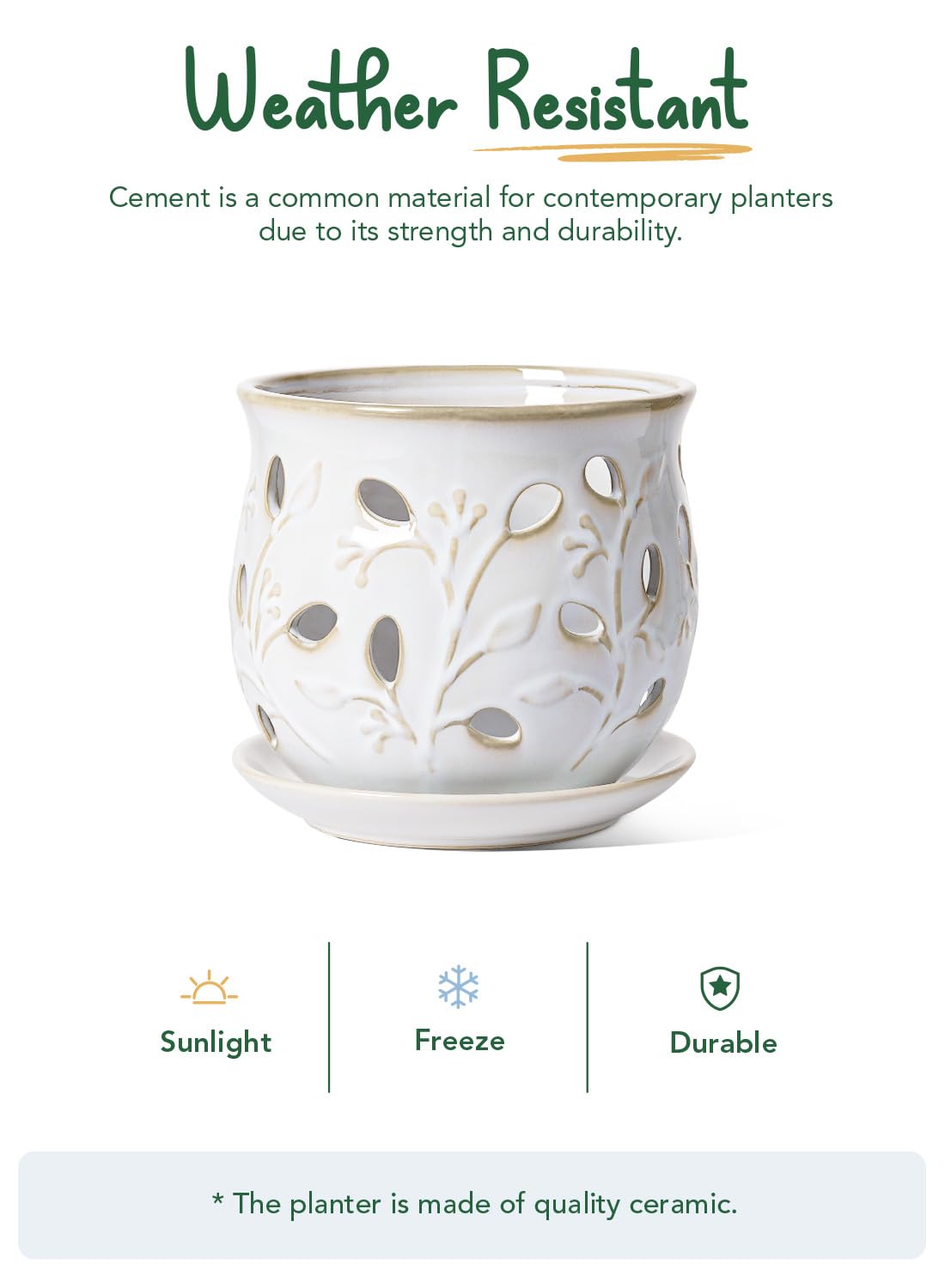LE TAUCI farmhouse-style glazed orchid pot for indoor display.