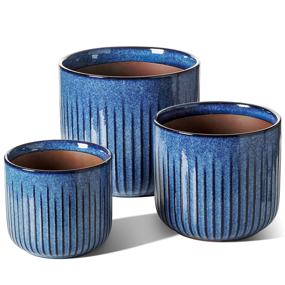 LE TAUCI fluted ceramic pot 8.3-inch with a modern glaze, ideal for statement plant displays.