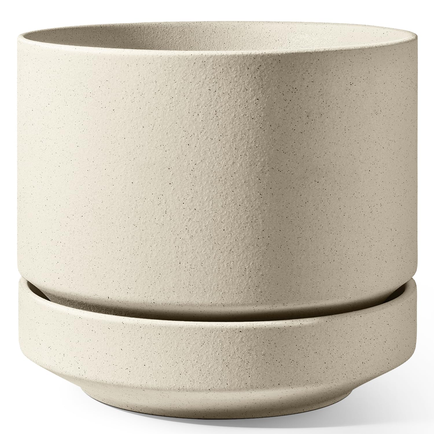 LE TAUCI 14-inch pot with saucer for versatile indoor or outdoor use
