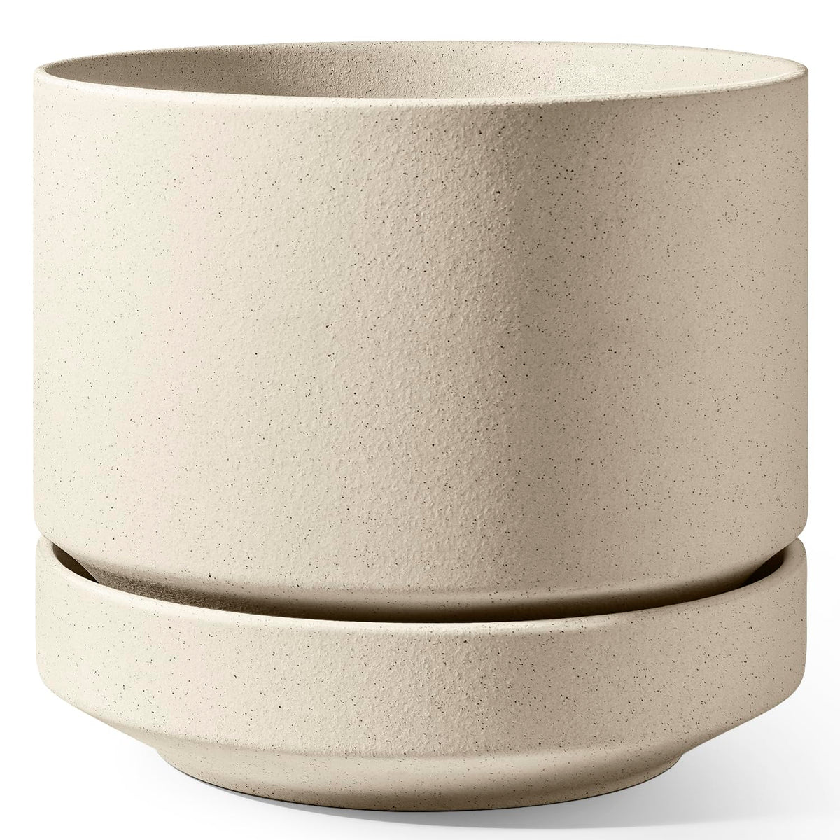 LE TAUCI 14-inch pot with saucer for versatile indoor or outdoor use