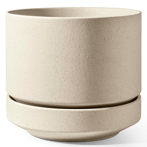 LE TAUCI 14-inch pot with saucer for versatile indoor or outdoor use