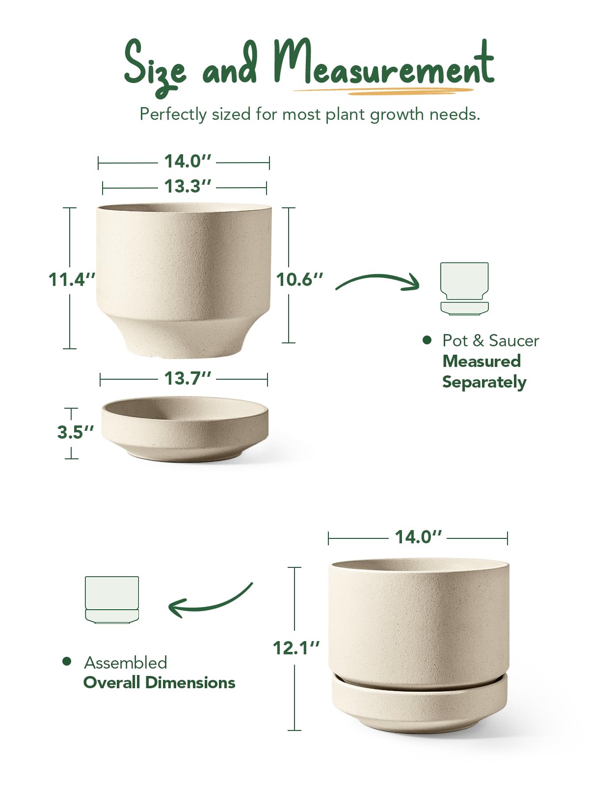 LE TAUCI 14-inch pot with silicone plug for flexible watering