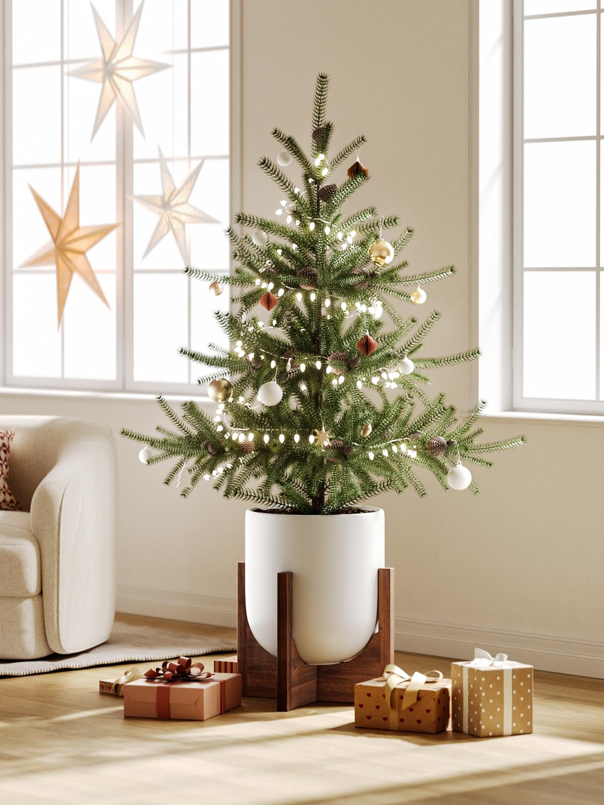 LE TAUCI large white ceramic planter suits Fiddle Leaf Fig setups.