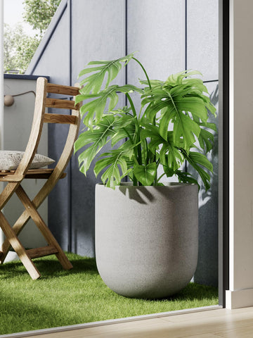 LE TAUCI mid-century modern ceramic planter enhances home or office spaces.