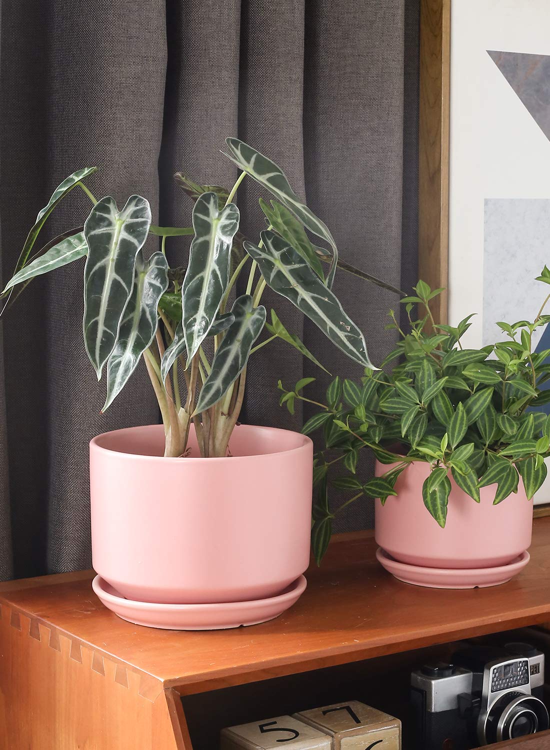 LE TAUCI pink ceramic plant pots medium for versatile windowsill displays