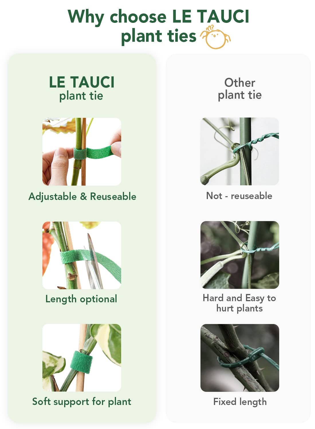 LE TAUCI Plant Ties reusable packaging for easy seasonal storage