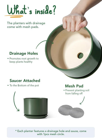 LE TAUCI pot with attached saucer prevents spills and tabletop mess.