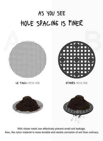 LE TAUCI reusable mesh pad protecting plant roots while letting water flow