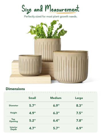 LE TAUCI sturdy stoneware planter on a shelf with a snake plant