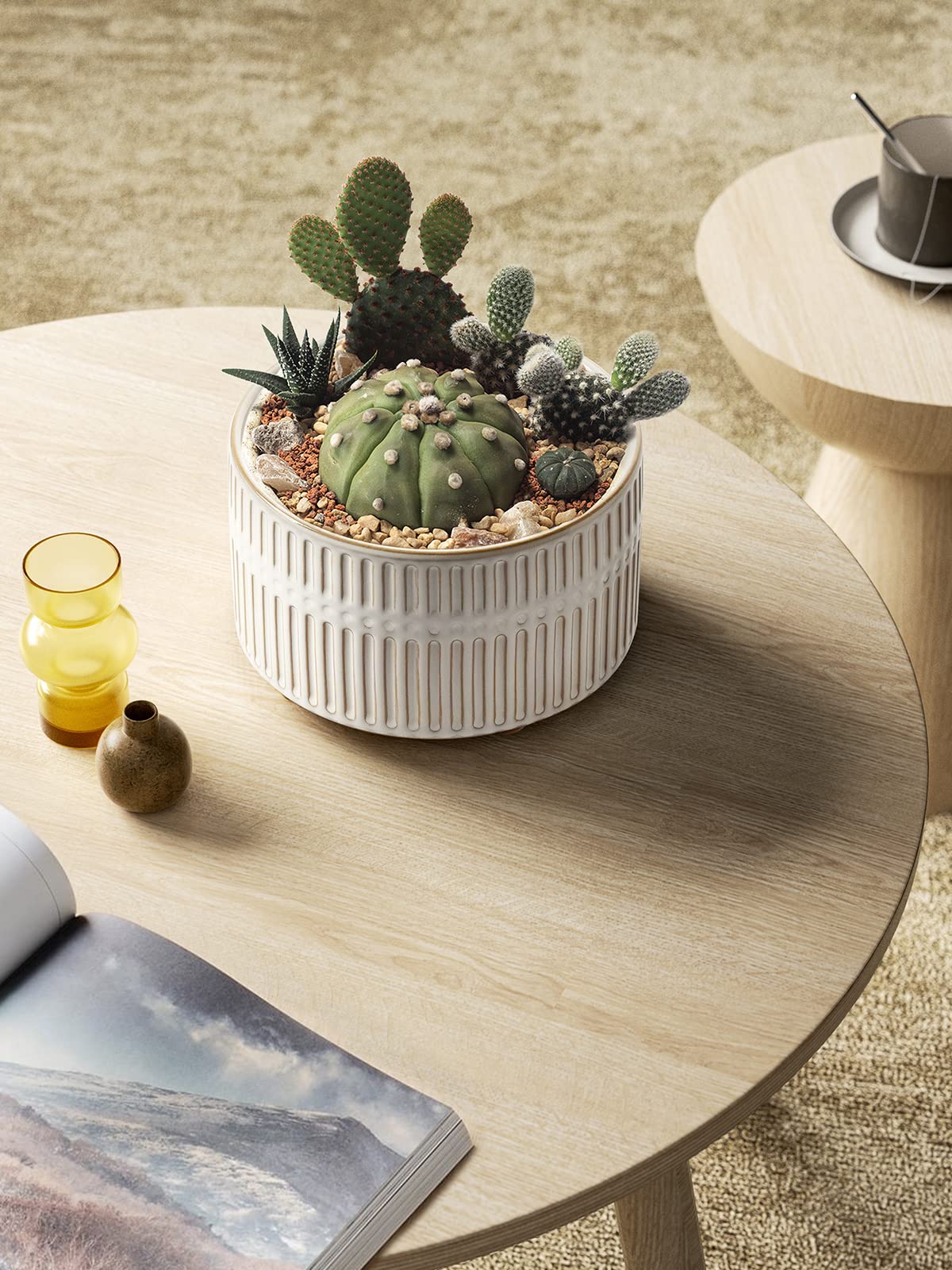 LE TAUCI succulent planters with removable drainage plug for flexible setup.