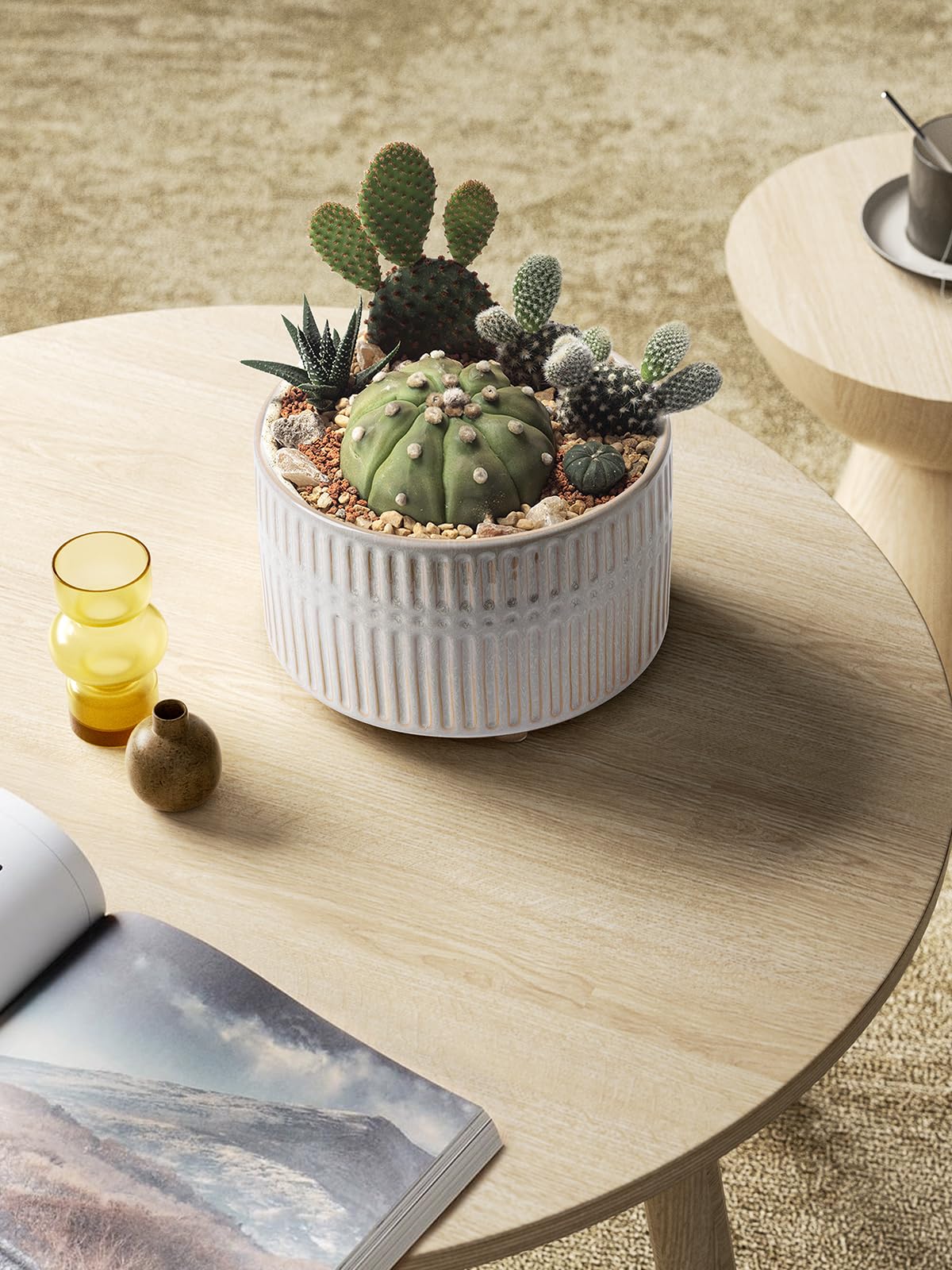 LE TAUCI 6.5-inch footed-design succulent pot improves air circulation.