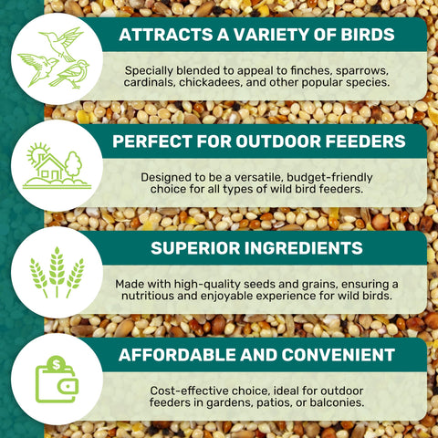 LEACH GRAIN & MILLING CO. Weather-resistant seed bag helps reduce waste in rain or humidity.