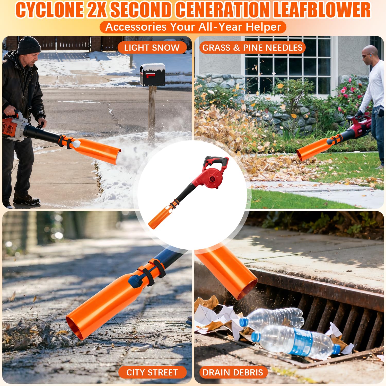 Leaf Blower Air Booster detailed cleaning action illustrating deeper debris reach.