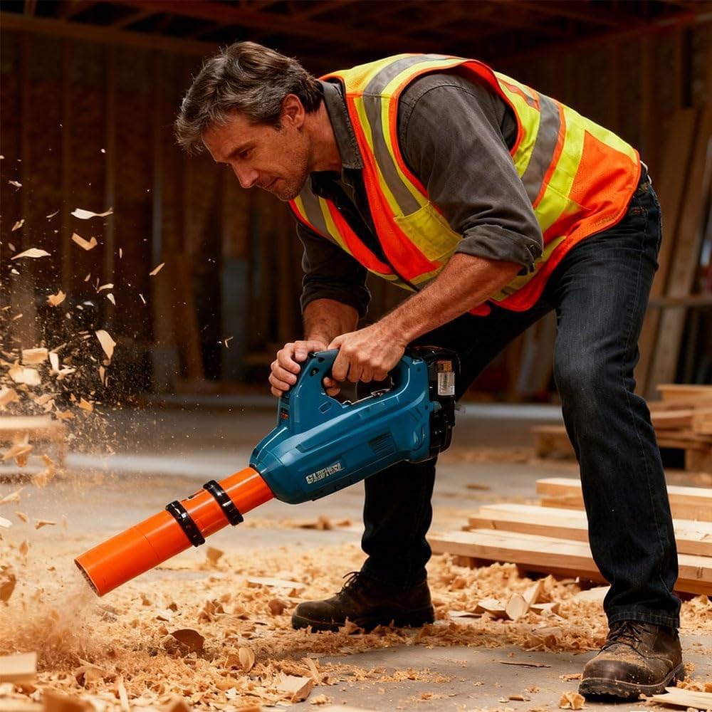 Leaf Blower Air Booster highlights compact, lightweight design reducing arm fatigue.