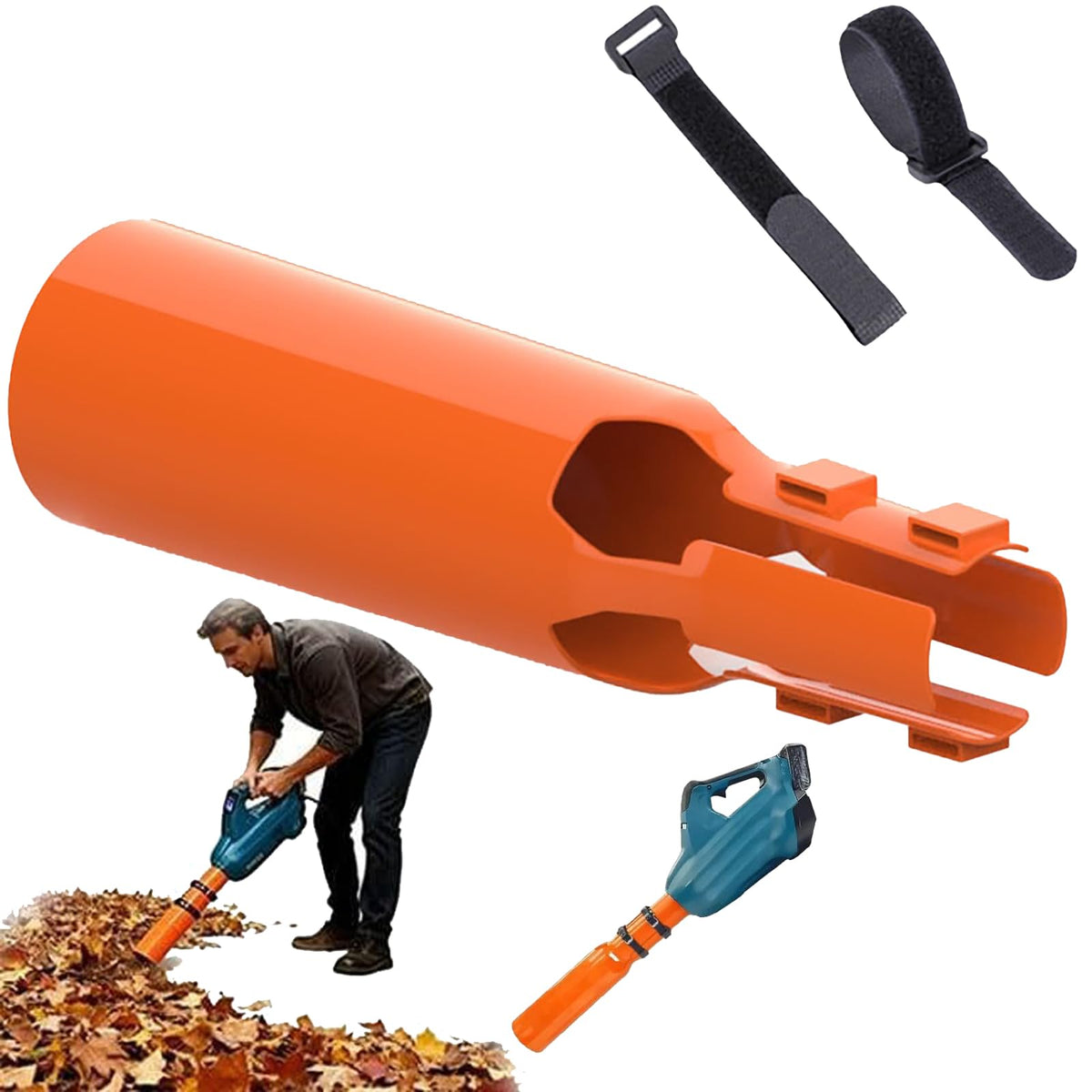 Leaf Blower Air Booster demonstrates vortex design boosting wind speed for quick yard cleanup.