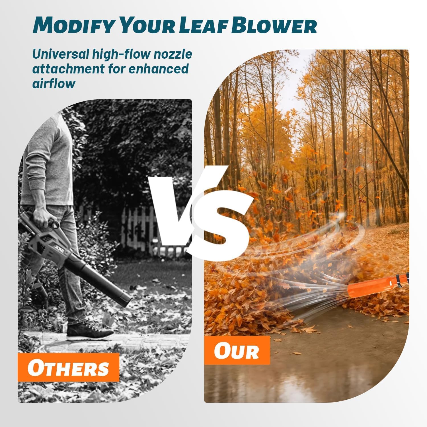 Leaf Blower Air Booster emphasizes weather-resistant build ready for outdoor use year-round.