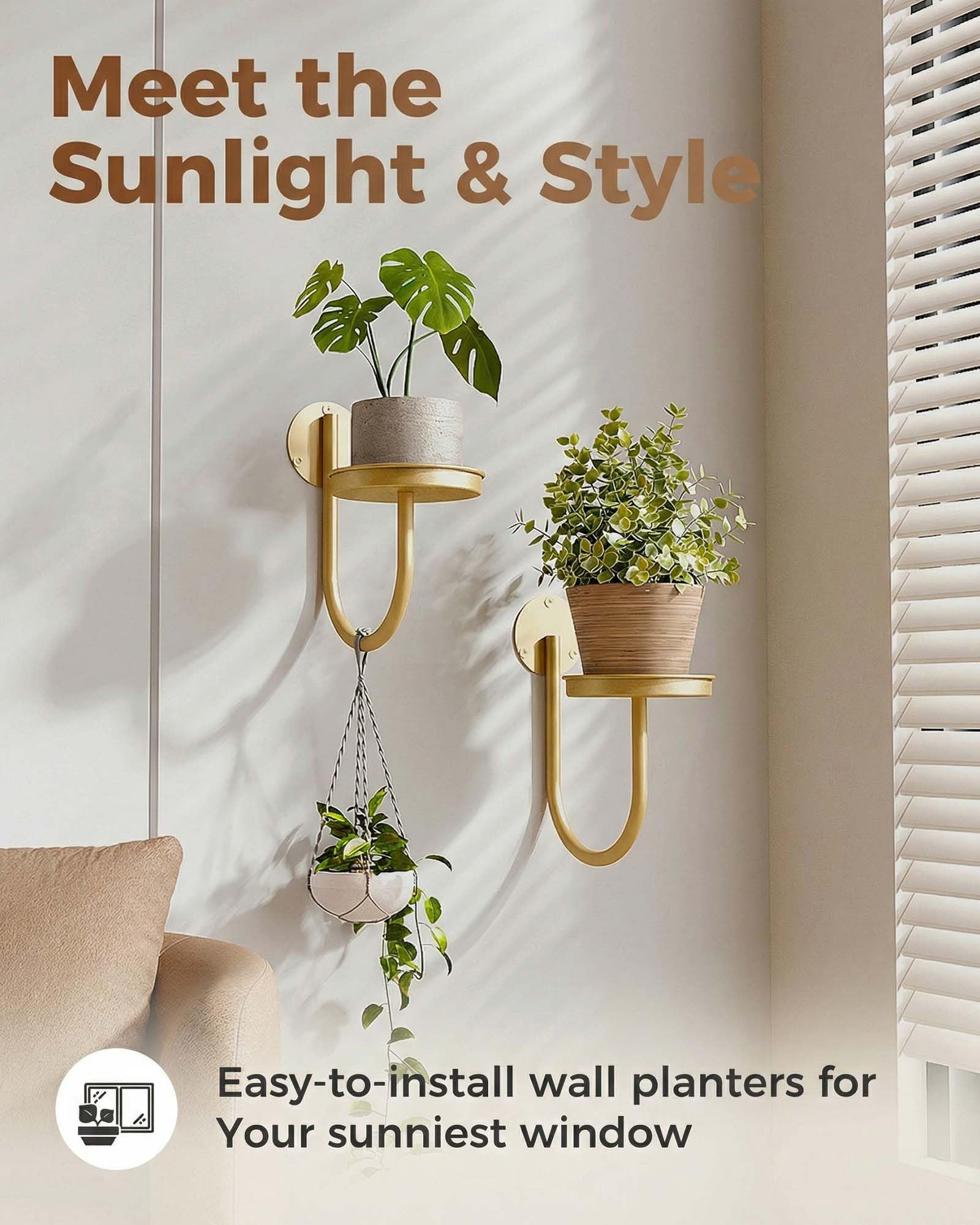 Leaf&lull indoor plant holder in gold adds minimalist décor