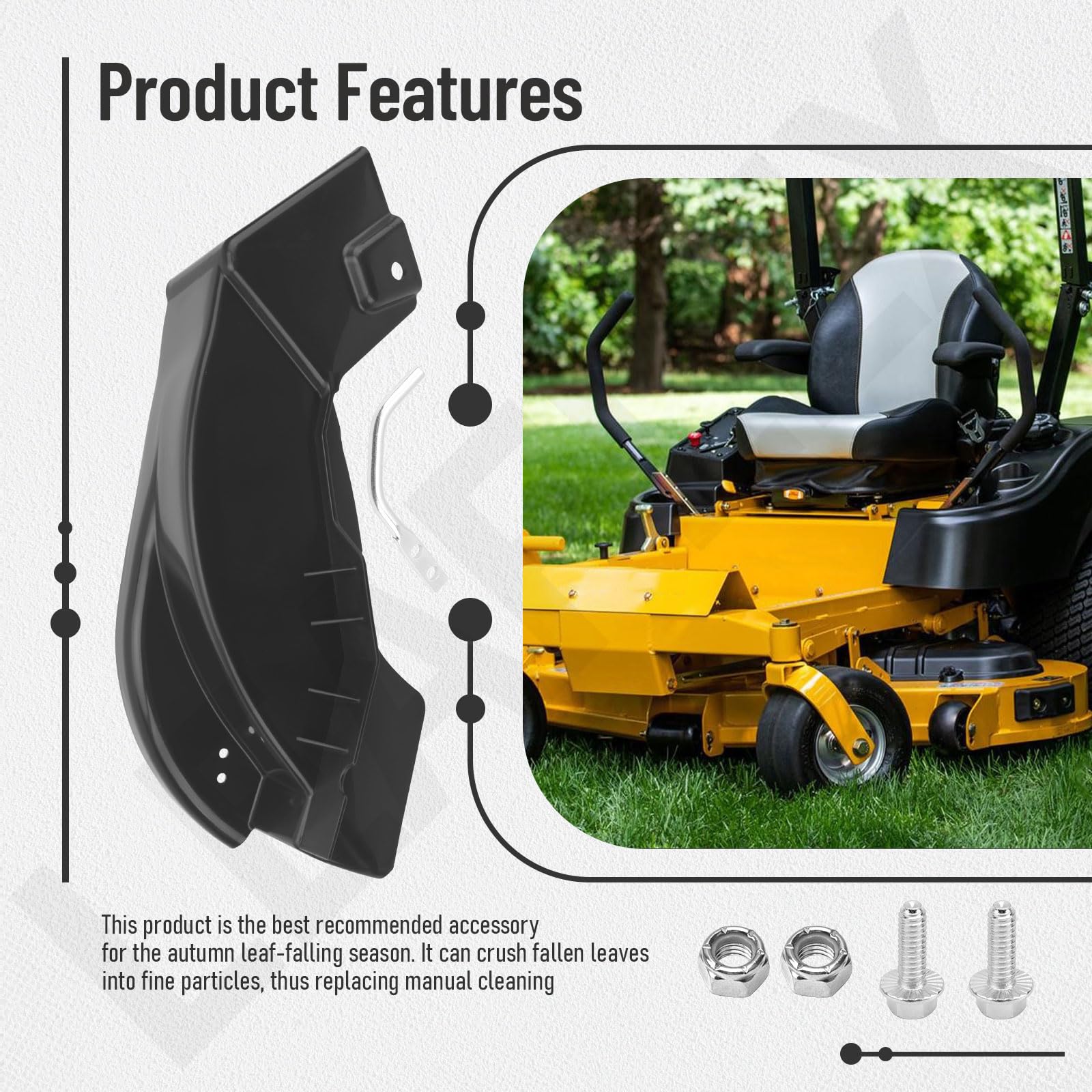 LeafFlex promotes closed-loop grass chip circulation for cleaner mowing.