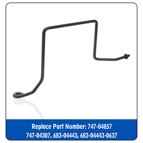 Leaflex belt keeper rod in outdoor mower setting emphasizes rugged outdoor use.